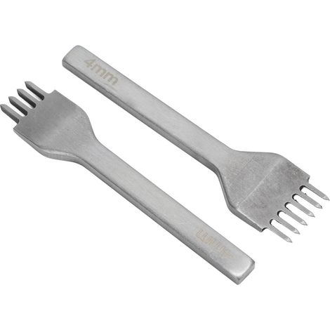 Poinçon diamanté combiné en acier inoxydable de 4 mm, à 4 et 6 dents, pour outils de perforation du cuir faits main, articles en cuir DIY, travaux manuels en cuir. (1/5)