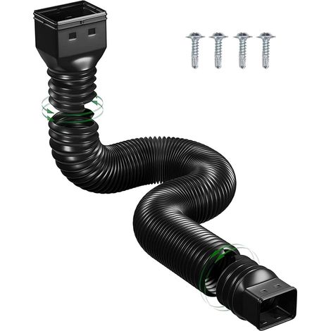 Extensión flexible para canaleta, kit de extensión para bajante, extremo cuadrado, negro (300 cm) (1/5)