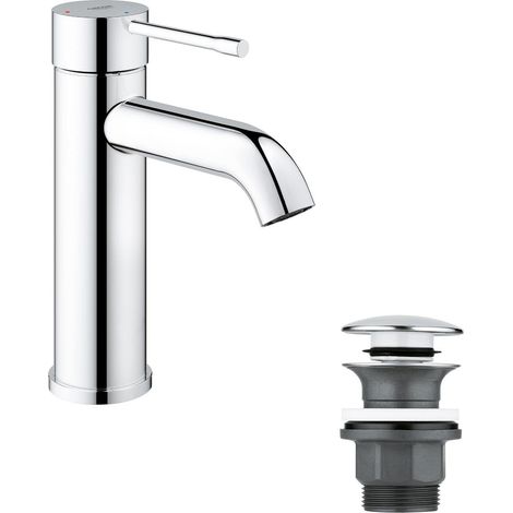 Robinet lavabo de salle de bains, Taille M, Mitigeur monocommande (Sans tirette de vidage, Vidage clic clac inclus, installation rapide), chromé, 23797001 (1/5)