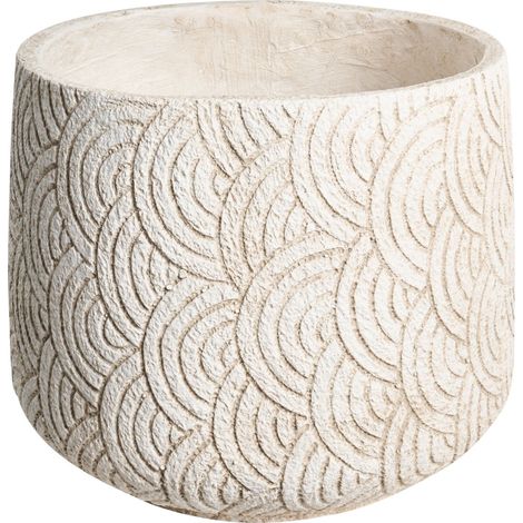 Flower Pot Light Beige Fibre Clay Painted Indoor and Outdoor Planter Round 31 x 31 x 29 cm High Modern Design Living Room Garden ERIROS (1/5)
