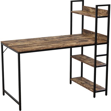 Brooklyn Computer Desk PC Laptop Table 3 Shelf Shelving Adjustale Storage Home Office Study, Dark-Wood