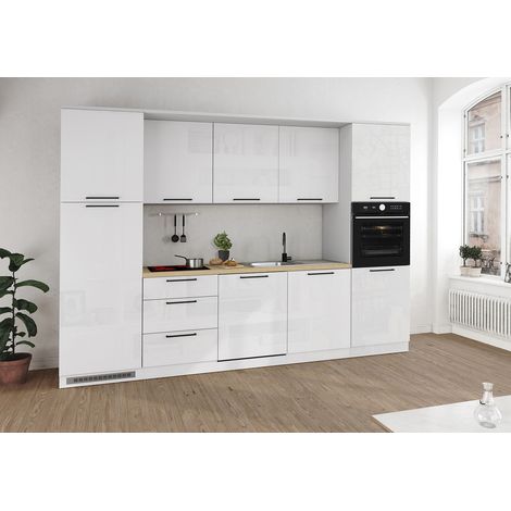 Cuisine complète moderne 300 cm blanc brillant/chêne Louna (1/5)