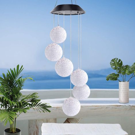 Venta al por mayor de campanillas de viento solares transfronterizas, bolas de castaño con motivos de colibríes y mariposas, iluminación LED para jardines y fiestas, bolas de castaño, iluminación sola (1/5)