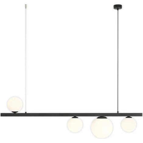 [GEBRAUCHT] B-Ware Hängeleuchte Pendelleuchte Garda Balken Schwarz Metall Glas Esszimmer Lampe
