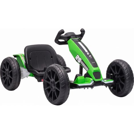 AIYAPLAY Electric Go Kart for Kids with Dual Motors, Adjustable Seat, Green (1/5)