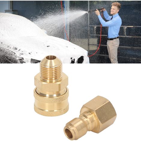 Raccord rapide haute pression 5000 PSI pour pistolets à eau et tuyaux de lavage de voiture : filetage interne mâle M181,5 mm + filetage externe femelle M181,5 mm. (1/5)