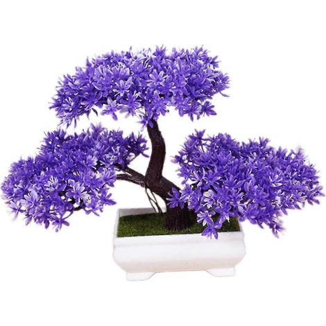 Arbre de bienvenue, bonsaï artificiel en pot, plante décorative, fausse plante pour salon, bureau, intérieur-Purple (1/5)