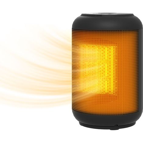 Radiateur soufflant céramique 1500W noir, chauffage d'appoint électrique avec thermostat réglable, compact 14x14x21,5 cm (1/5)