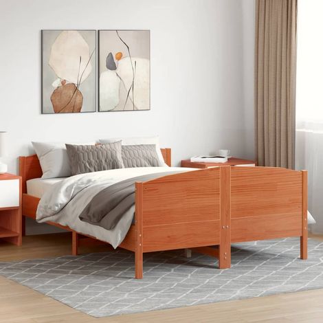 Bed Frame without Mattress Wax Brown 120x190 cm Small Double Solid Wood Pine vidaXL (1/5)