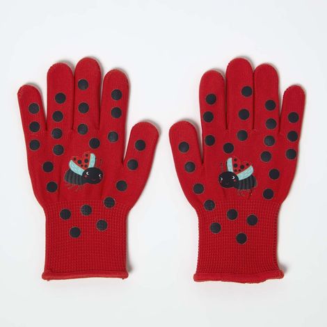 HOMESCAPES Children's Gardening Gloves with Red Ladybird Design (1/4)