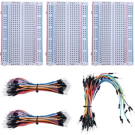 3 Pièces 400 Points Mini Breadboard, Steckbrett Elektronik, 400 Ties Mini Solderless Breadboard, Prototype Board Lötbares Breadboard + 195 Pièces Fils de Cavalier de Planche à Pain (1/5)