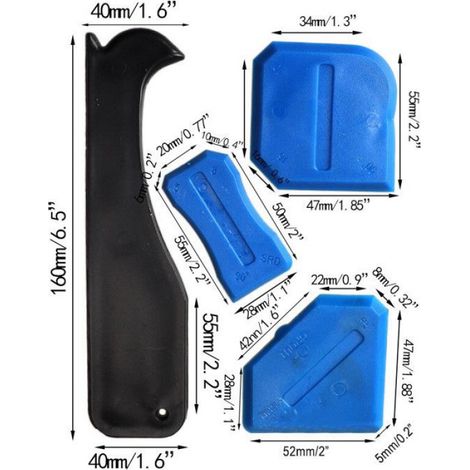 Grattoir À Colle - Spatule Polyvalente 5 En 1 - Pour Calfeutrage Dissolution Couteau D Angle Couture Beauté - Noir - 1 Pièce