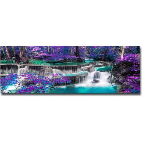 Tableau En Toile Paysage Cascade - Impression Haute Définition Sur Toile Imperméable - Décoration Murale Pour Salon Chambre À Coucher Bureau - 40 x 120 cm - 1 Pièce (1/5)