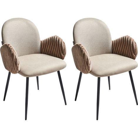 Esszimmerstuhl 2er Set AMITY Stoff Taupe
