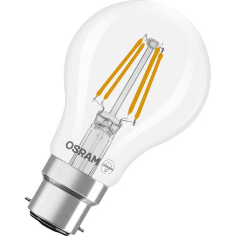 OSRAM Lampe LED  forme étoile filament A40, 4000 K blanc neutre, 3,4 W, B22d, transparente, 470 lm, 15 000 h, pour plafonniers et lampadaires, bureau
