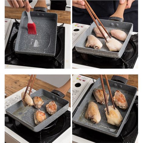 Poêle à tamagoyaki antiadhésive, mini poêle à omelette japonaise, poêle plate pour le petit-déjeuner, accessoire de cuisine, grise, 15 x 18 cm / 5,9 x 7,1 pouces (1/5)