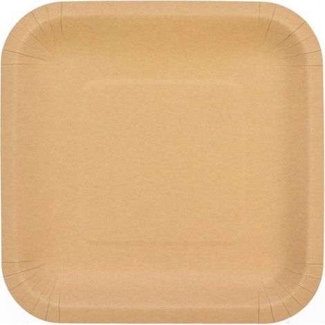 Platos de papel kraft de 23x23 cm, 6 unidades
