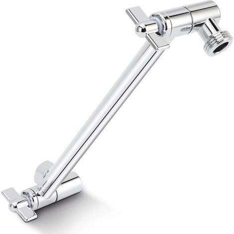 Duschkopfverlängerung, 25 cm, verstellbarer Duscharm, werkzeuglose Montage, Chrom-Finish, für alle Duschwinkel, universeller G1/2-Anschluss, silber (1/4)