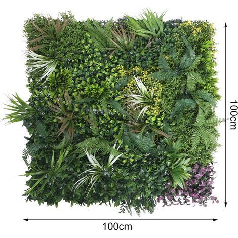 Trintion Artificial Plant Flower Living Wall Panels 1m x 1m Grass Plant Wall Panels Green Privacy Living Wall Fence Screening Home Garden Spring Leaf Backdrop for Indoor or Outdoor Garden Home
