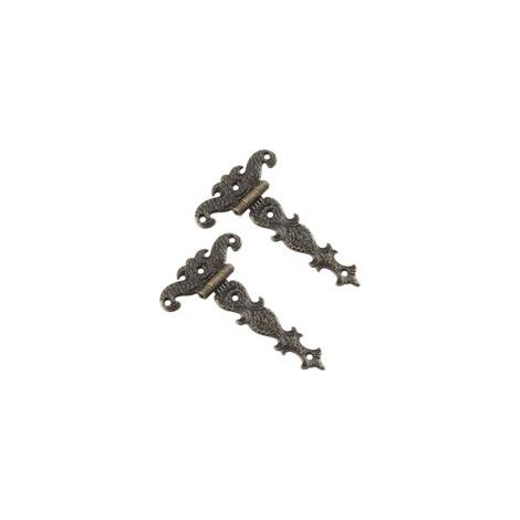 Cerniere in bronzo antico, connettori retrò, cerniere decorative in bronzo, cerniere decorative vintage in bronzo, 4 pezzi, 69 mm - Crezuo