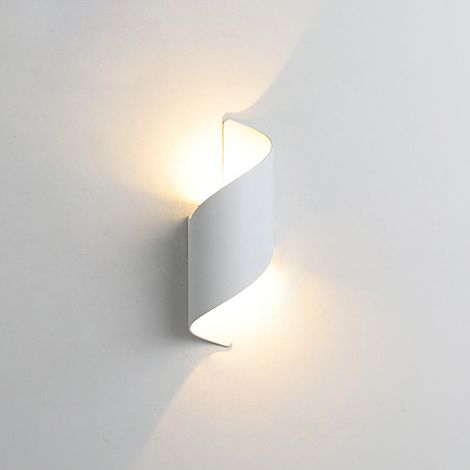 Applique murale LED KUKAK pour intérieur/extérieur, 10 W, blanc froid 6000 K, éclairage moderne vers le haut et vers le bas, étanche IP65, applique murale spirale en métal pour bar, chambre, blanc, bl (1/5)
