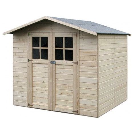 Décor Et Jardin – Abri de jardin bois 210x180 cm – Surface utile 3,78 m² – Panneaux 12 mm pré-assemblés – Double porte vitrée – Toiture en agglo avec feutre bitumeux (1/5)