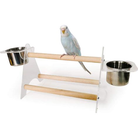 Papageien-Dreibeinstativ aus Holz mit Futternapf, Papageiensitzstange und Vogelkäfigzubehör (1/5)