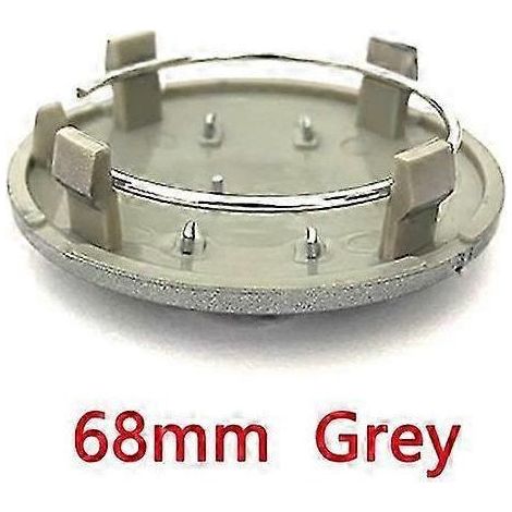 Lot de 4 enjoliveurs de roue de voiture gris et noir, 135 mm, 69 mm, 68 mm, 61 mm et 60 mm, avec logo et badge anti-poussière. Accessoires auto. Référence : 8D0601170 (gris 68 mm). (1/5)