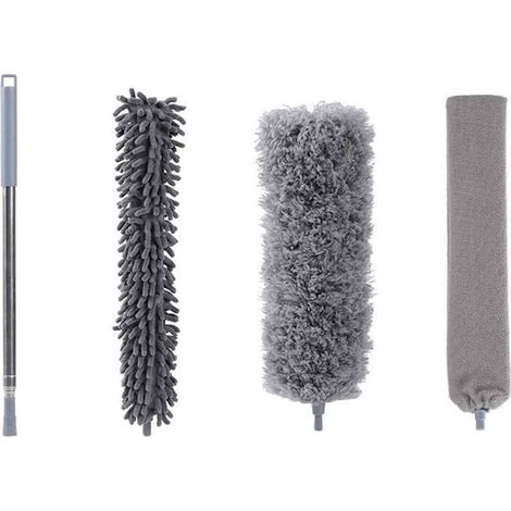Plumeau Poussière - Manche Télescopique 250 cm - Tête Microfibre Amovible - Pour Nettoyage Hauteur Plafond Meubles Murs - 4 Pièces (1/5)