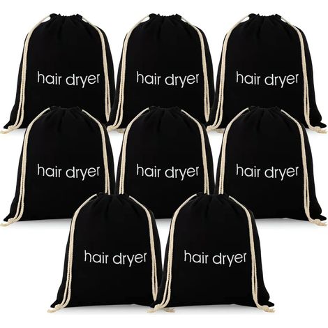Lot de 8 sacs à sèche-cheveux avec cordon de serrage pour les voyages et la salle de bain (1/4)