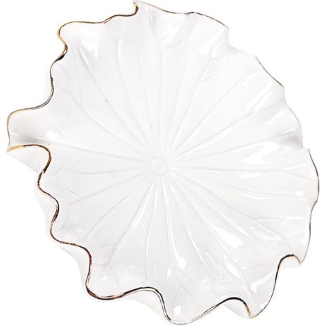 Porte-savon en céramique avec bordure dorée en forme de feuille de lotus (1/5)
