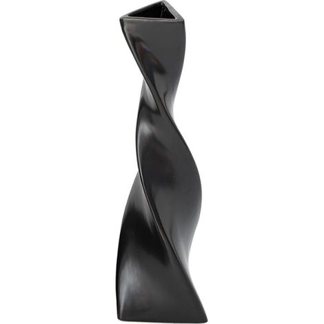 Vase géométrique torsadé en céramique noire 18 cm (1/5)