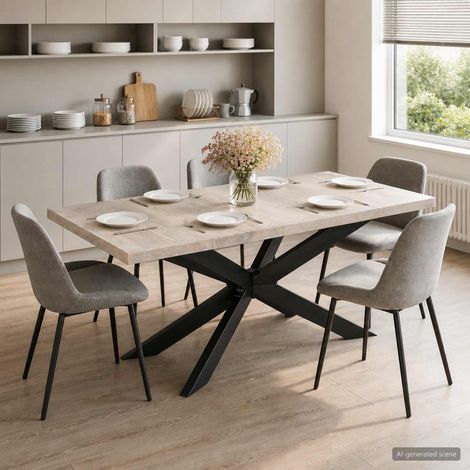 285964 vidaXL Dining Table 180x90x76 cm Solid Bleached Mango Wood (1/5)