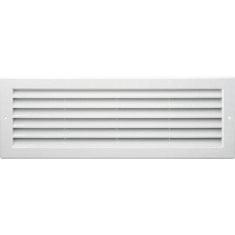 First Plast – Grille aération VMC rectangulaire PVC à encastrer avec moustiquaire – Dimensions 130 x 370 mm – Débit 85 cm² – Profondeur 16 mm