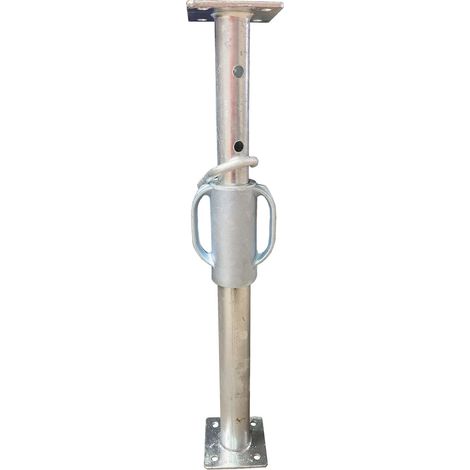 Etai gros œuvre galvanisé 0.70 à 1.20 m – Fût Ø 57 mm, épaisseur 2.5 mm – Coulisse Ø 48.3 mm, épaisseur 2.9 mm – Platine 120x120 mm, épaisseur 6 mm