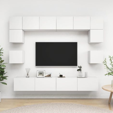 Ensemble de meubles TV 8 pcs Blanc Bois d'ingénierie vidaXL (1/5)