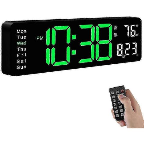 Une horloge murale numérique grand écran avec télécommande, idéale pour 2026, est un choix idéal pour la décoration du salon et de la chambre. (1/5)