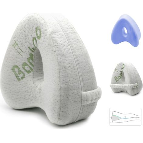 Oreiller orthopédique pour les jambes, en mousse à mémoire de forme, pour un sommeil latéral confortable.-AquaForge