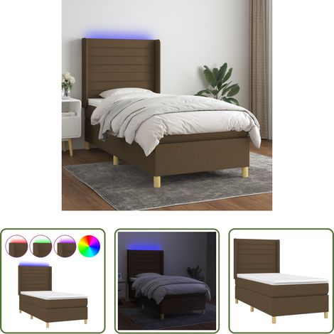Matratze - Boxspringbett mit Matratze & LED Dunkelbraun 80x200 cm Stoff (1/5)