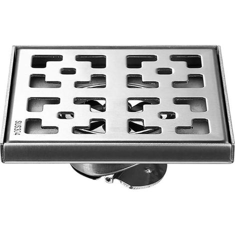 Desagüe de ducha cuadrado de acero inoxidable, canal de ducha de gran diámetro, desagüe de suelo antiobstrucción para baño, 12x12cm (1/5)