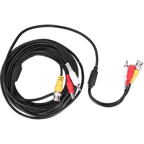 Câble CCTV portable 3 en 1 avec connecteurs vidéo, audio et alimentation BNC+RCA+DC pour système de surveillance DVR (20 m / 65,6 pi) (1/5)