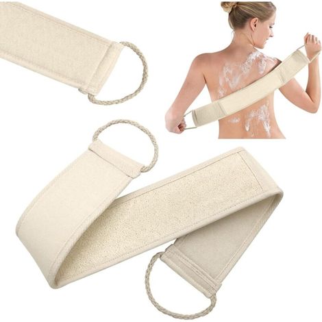 [NON UTILIZZATO] Cinghia da bagno in luffa, spazzola per la schiena esfoliante biologica, strumento per la doccia e spa per uomini e donne