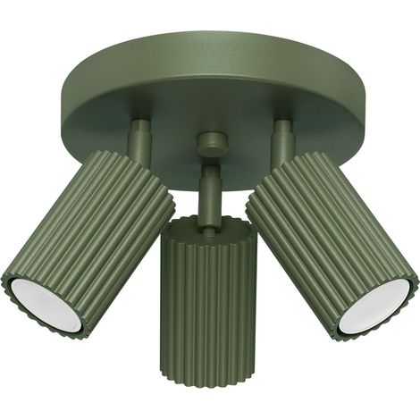 Strahler Aluminium GU10 verstellbar 19,5 cm breit Olivgrün 3-flammig rund Modern Spot (1/5)