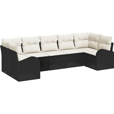 Maison Exclusive - Set Divano da Giardino 7 pcs Nero e Bianco polyrattan