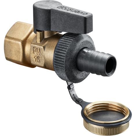 OVENTROP Grifo de esfera KFE Optiflex con rosca interior PN 16, con racor de manguera de plástico DN 15, Rp 1/2, 1033814