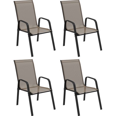 Set of Four Stackable Mesh Seat Chairs - Grey (1/5)