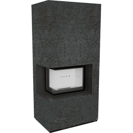Kaminbausatz KRATKI FLOKI BOX links 8 kW Ø 160 Quarzsinter OXIDE NERO (1/4)