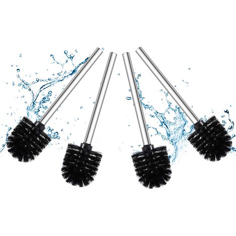 Brosses WC Noires Ø 6,5 cm, Lot de 4 brosses WC avec Manche en Acier Inoxydable, Brosse WC Noire pour la Salle de Bain, lot Pratique de brosses WC pour Un Nettoyage en Profondeur des Toilettes (1/5)