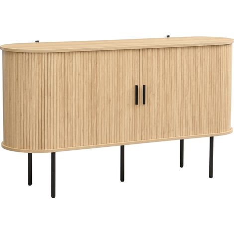 ELVMI Buffet et enfilade avec porte coulissante à enroulement et étagères de rangement pour salon en MDF 140 × 40 × 78 cm Naturel (1/4)