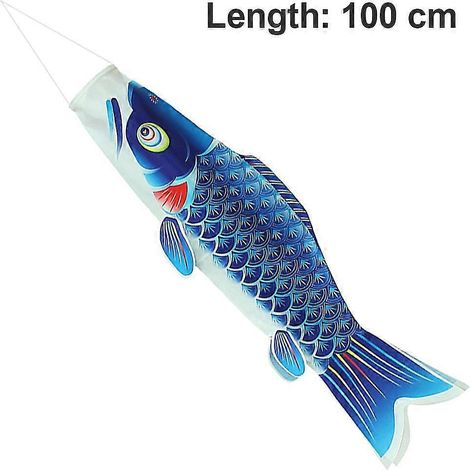 1 Stück Fisch-Windsack, Karpfen-Windsack, Fischflagge, Fisch-Windstreifen, hängende Außendekoration, für Garten, Hinterhofdekoration (100 cm) (1/5)